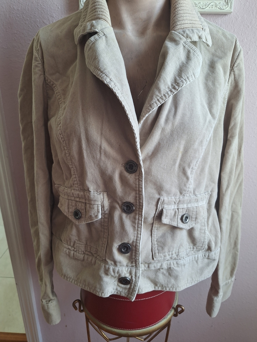 Sonoma Beige Corderoy Jacket with Ribbed Collar - Picture 3 of 12